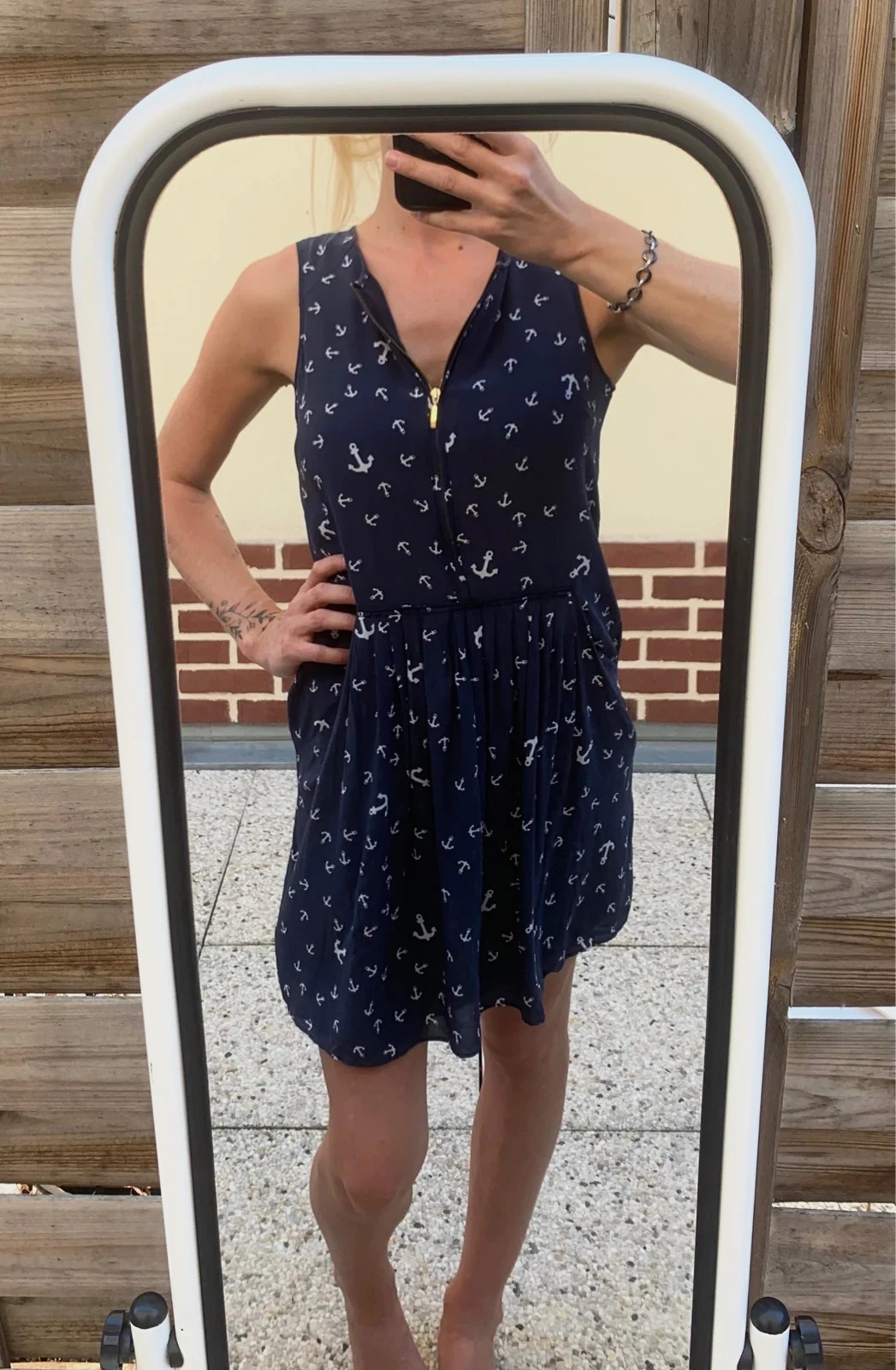 Robe Massimo Dutti bleu marine à motifs ancres – fluide & élégante taille S