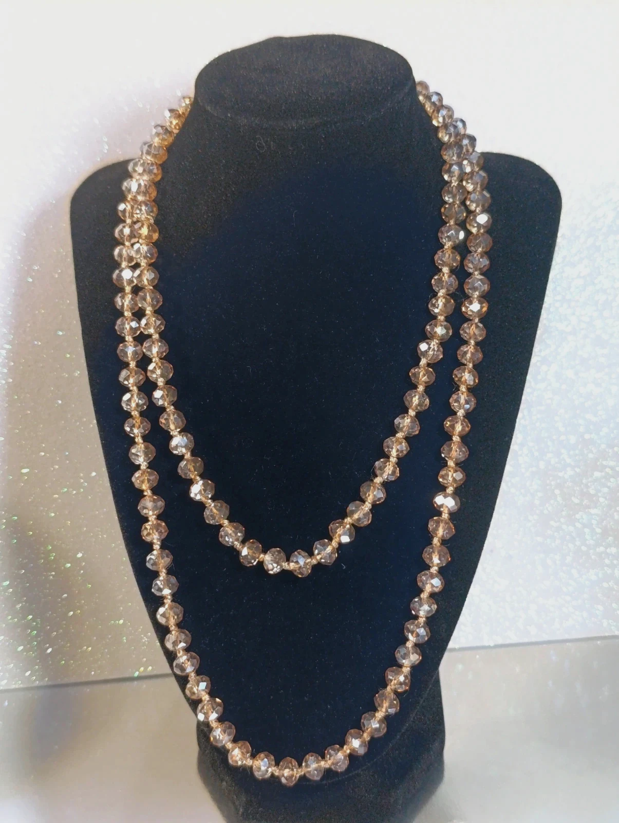 Collar cuentas acrílicas camel brillante 53 cms