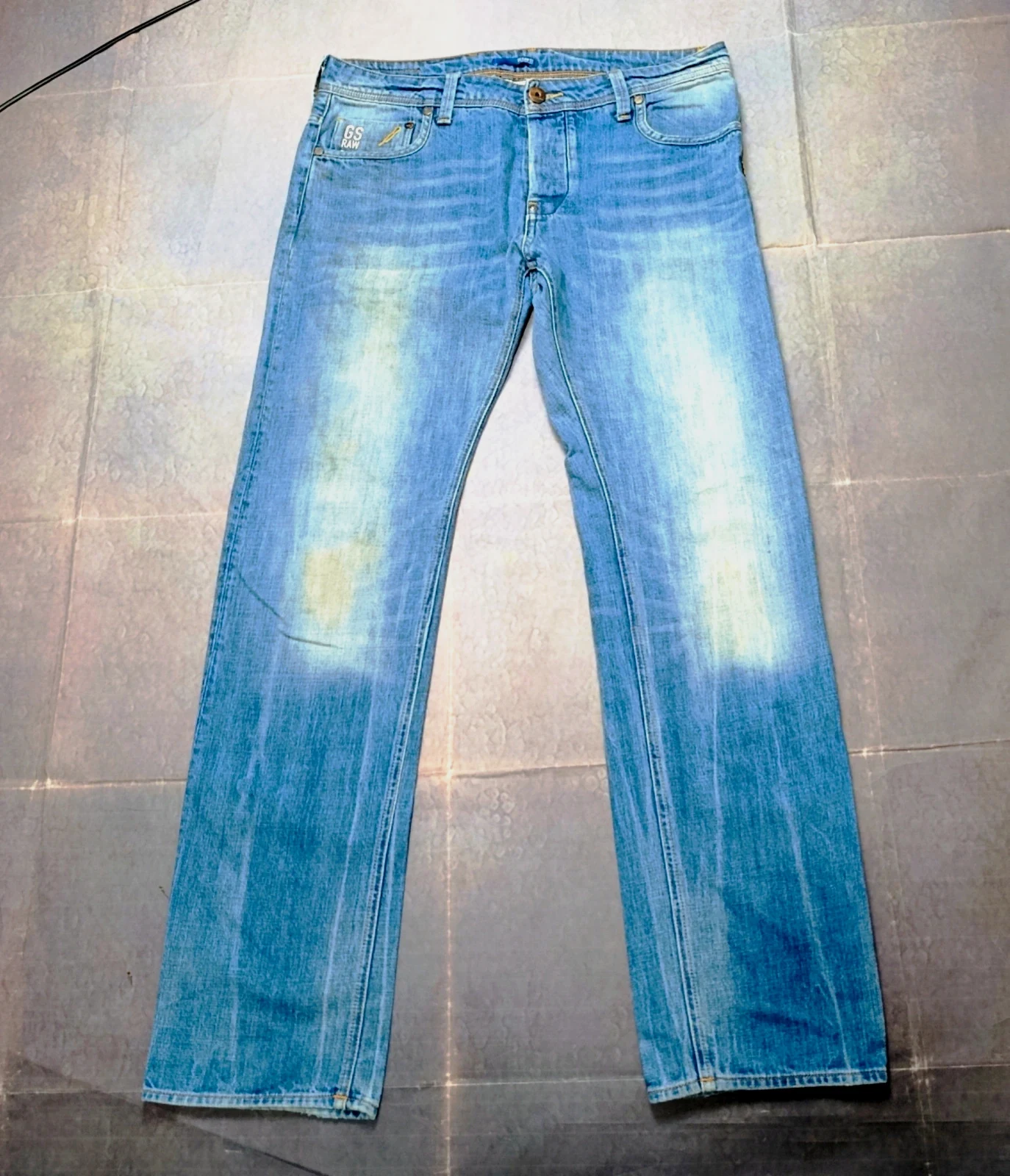 G-Star RAW Attacc Low Straight Blue Denim Jeans Size W34 L34 streetwear Y2K