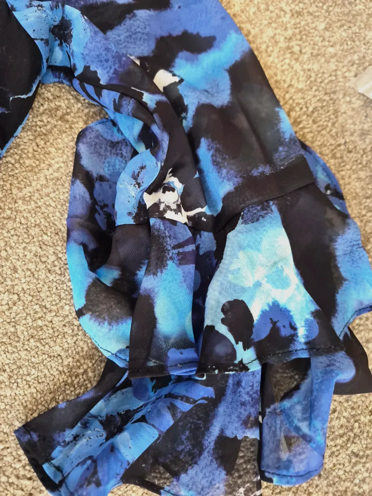 Floral Blue Black Short Sleeve Dress – Wallis – bleu, noir et blanc – taille L 5