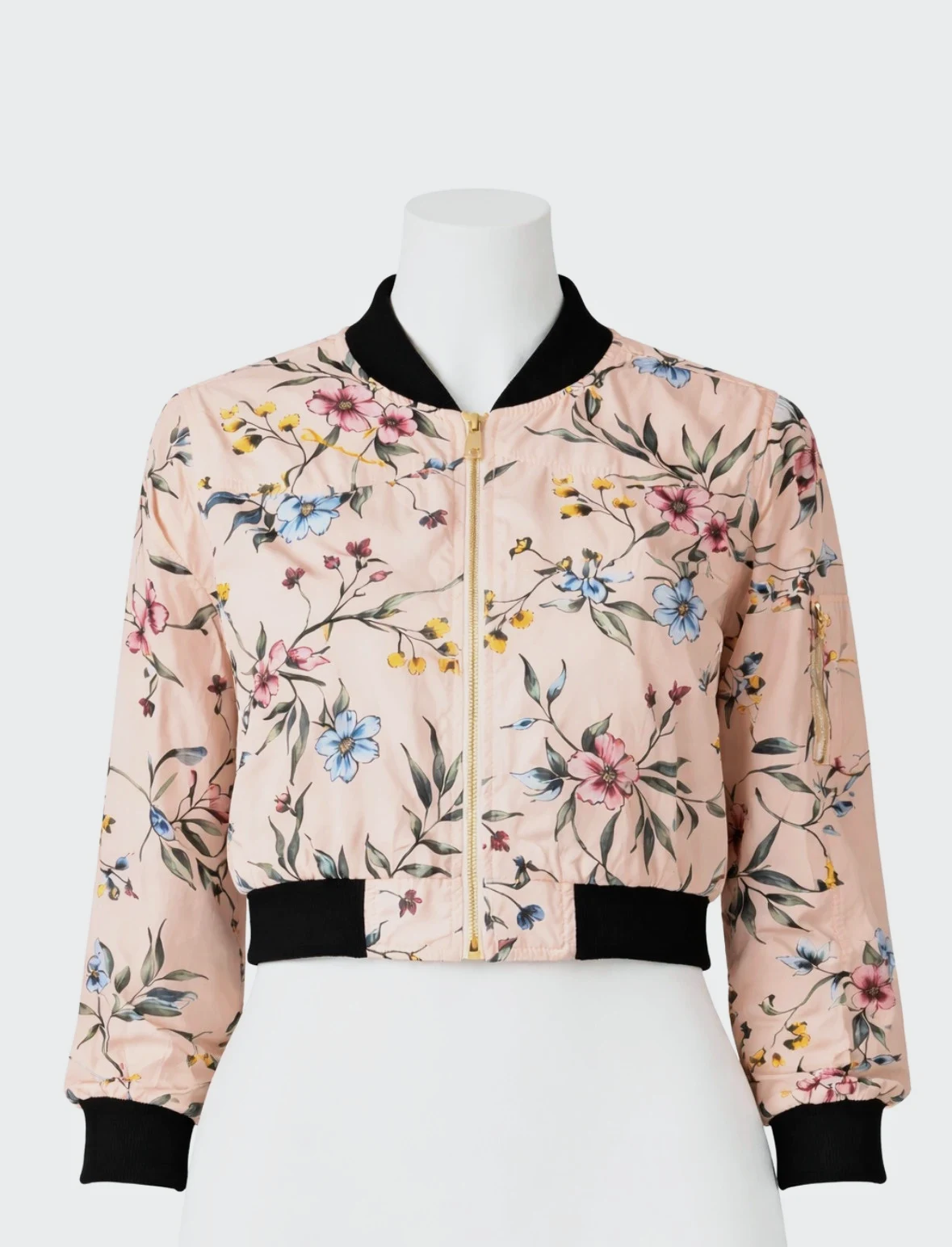 Bomber court fleuri rose stylé