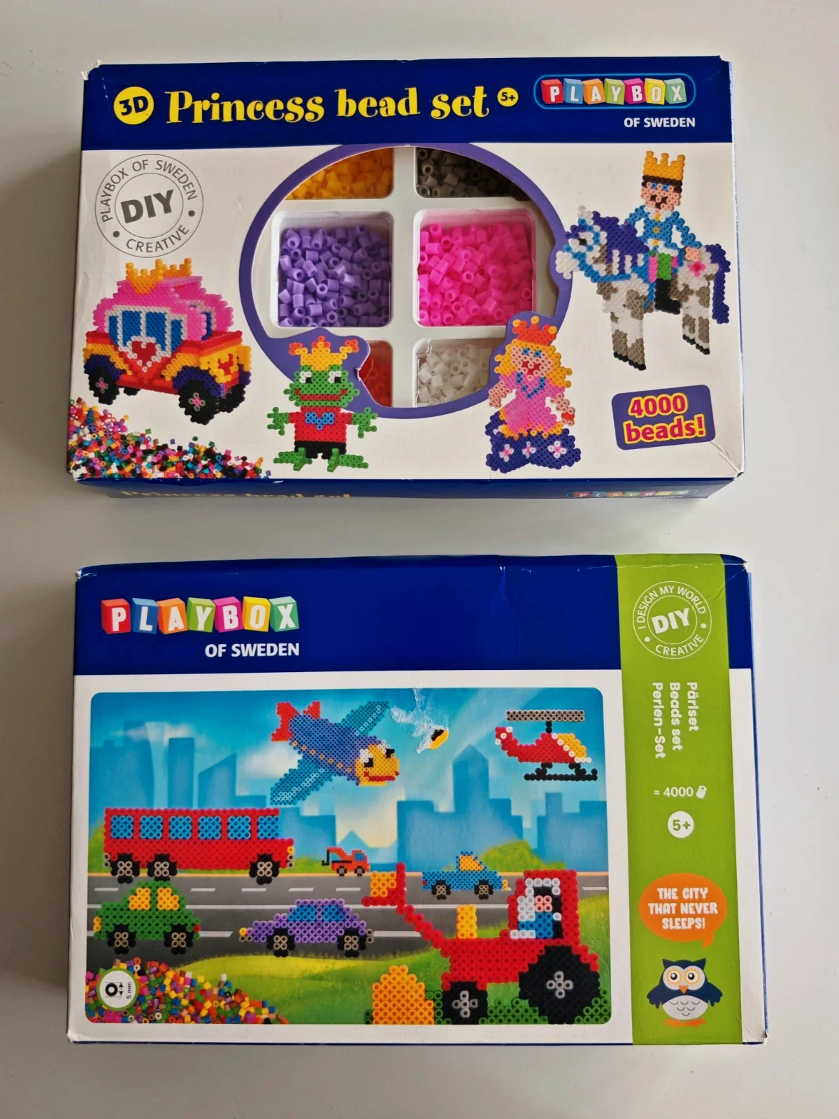 DIY Playbox – Lot de 2 coffrets de perles à repasser – 2 x 4000 perles – Neuf – Playbox – taille 5 ans / 110 cm