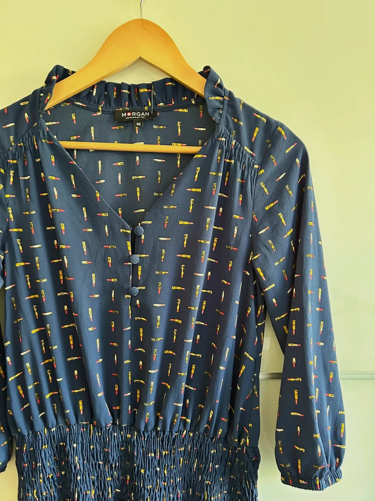 Robe Morgan 36 bleu marine manches longues fluide taille smockée mi-saison – Morgan – taille S / 36 / 8 4