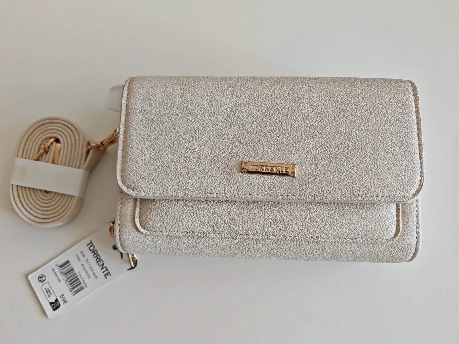 Sac bandoulière Torrente – Beige / crème (neuf avec étiquette)