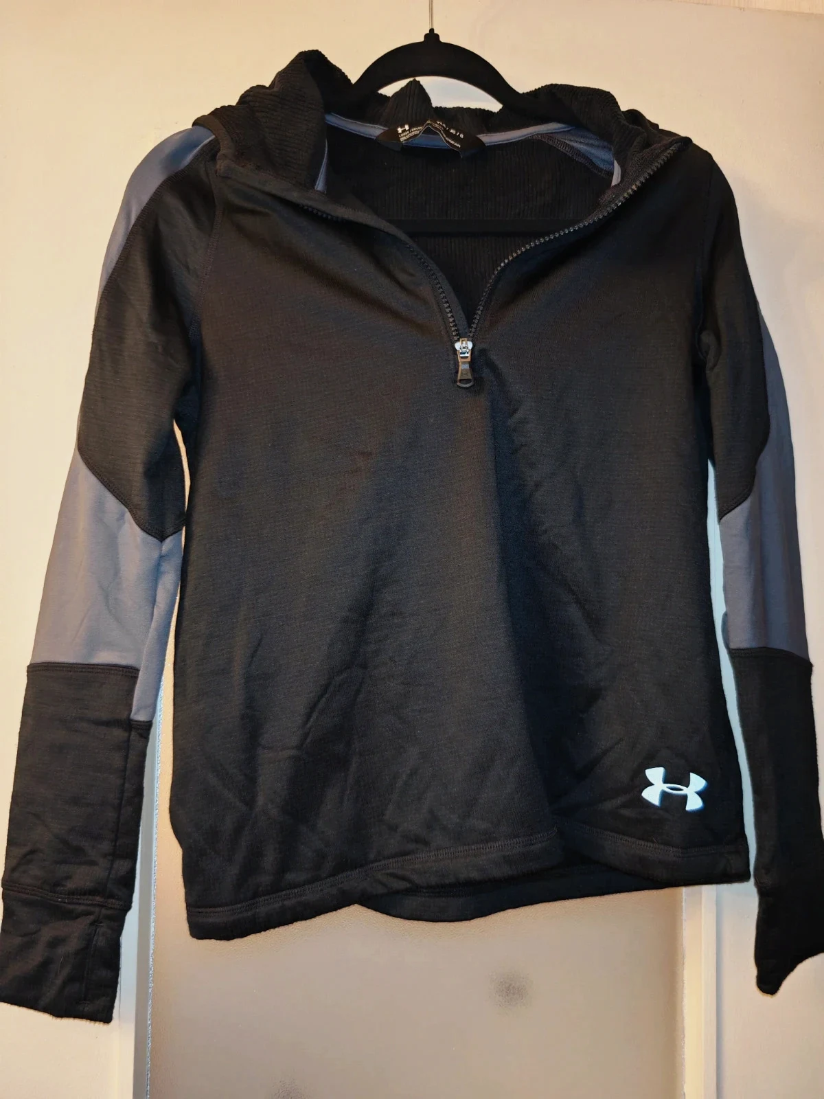 Under Armour ColdGear junior à capuche 1/2 zip noir/gris YLG 12-13 ans
