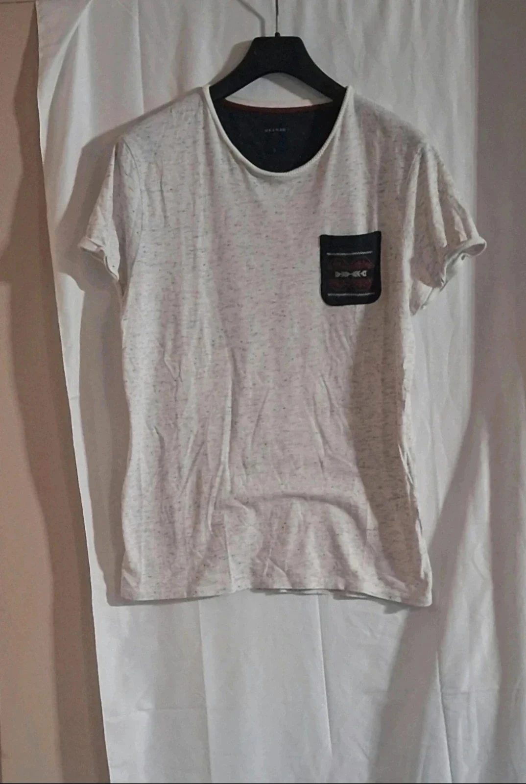T-shirt Devred blanc chiné avec poche – Taille L