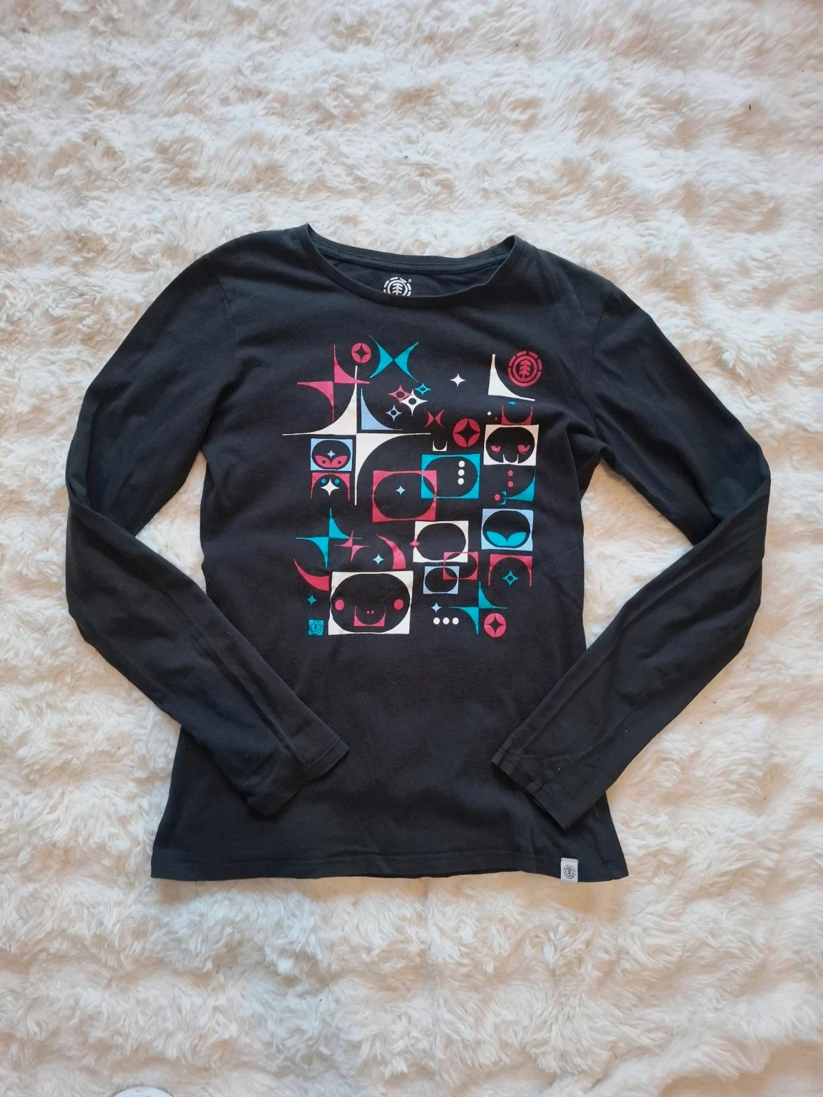 T-shirt manches longues noir Element motif géométrique coloré taille M