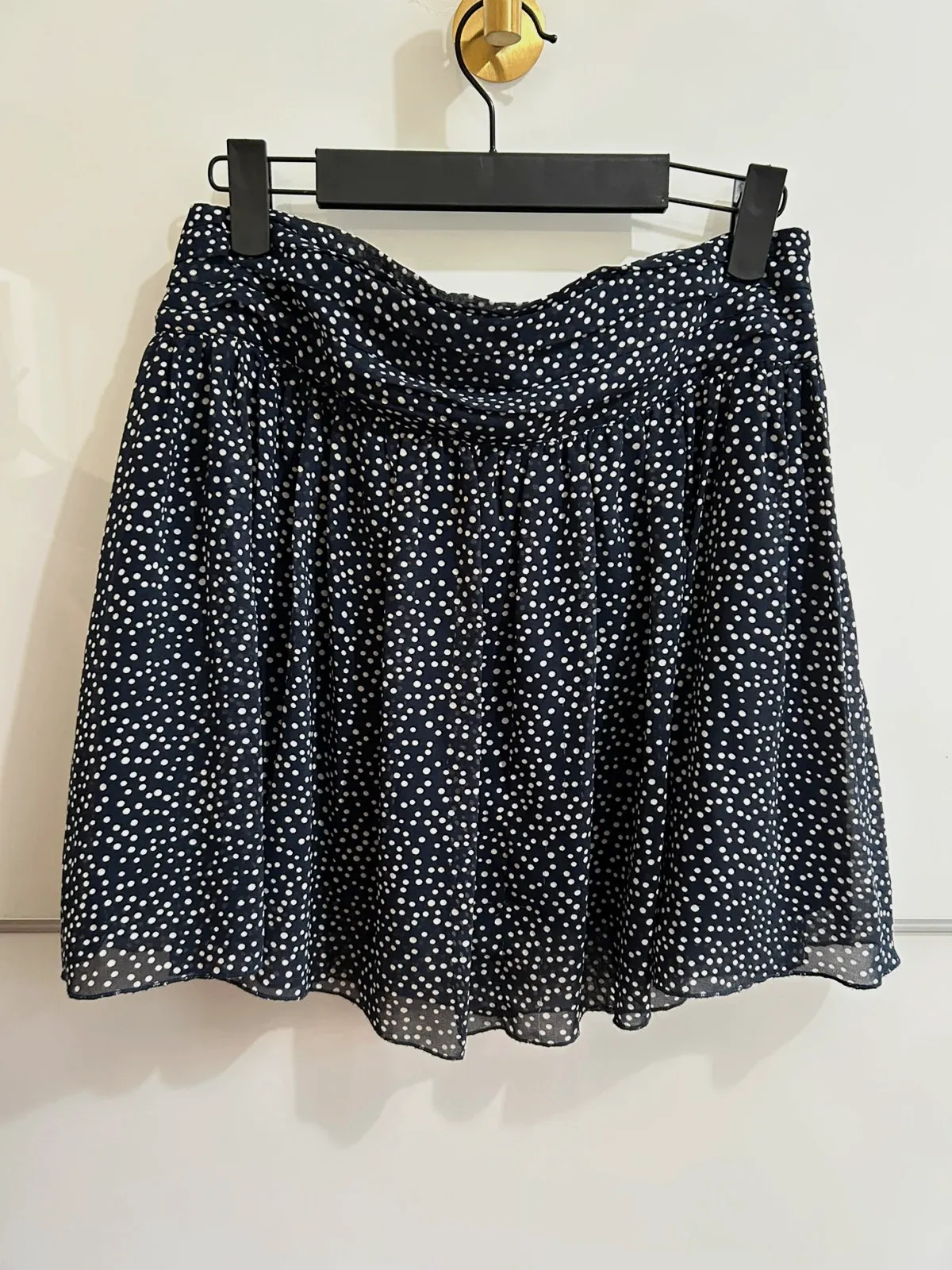 Jupe Naf Naf 36 marine à pois blancs fluide évasée chic – Naf Naf – taille S / 36 / 8 2