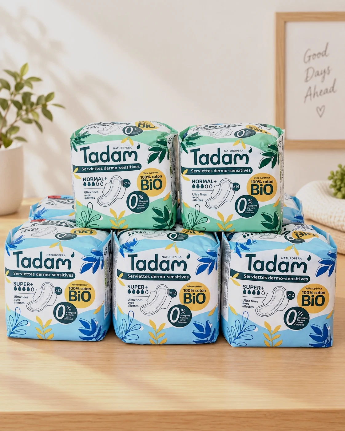 Lot de 8 paquets de serviettes hygiéniques Tadam’ Bio neufs – Tadam