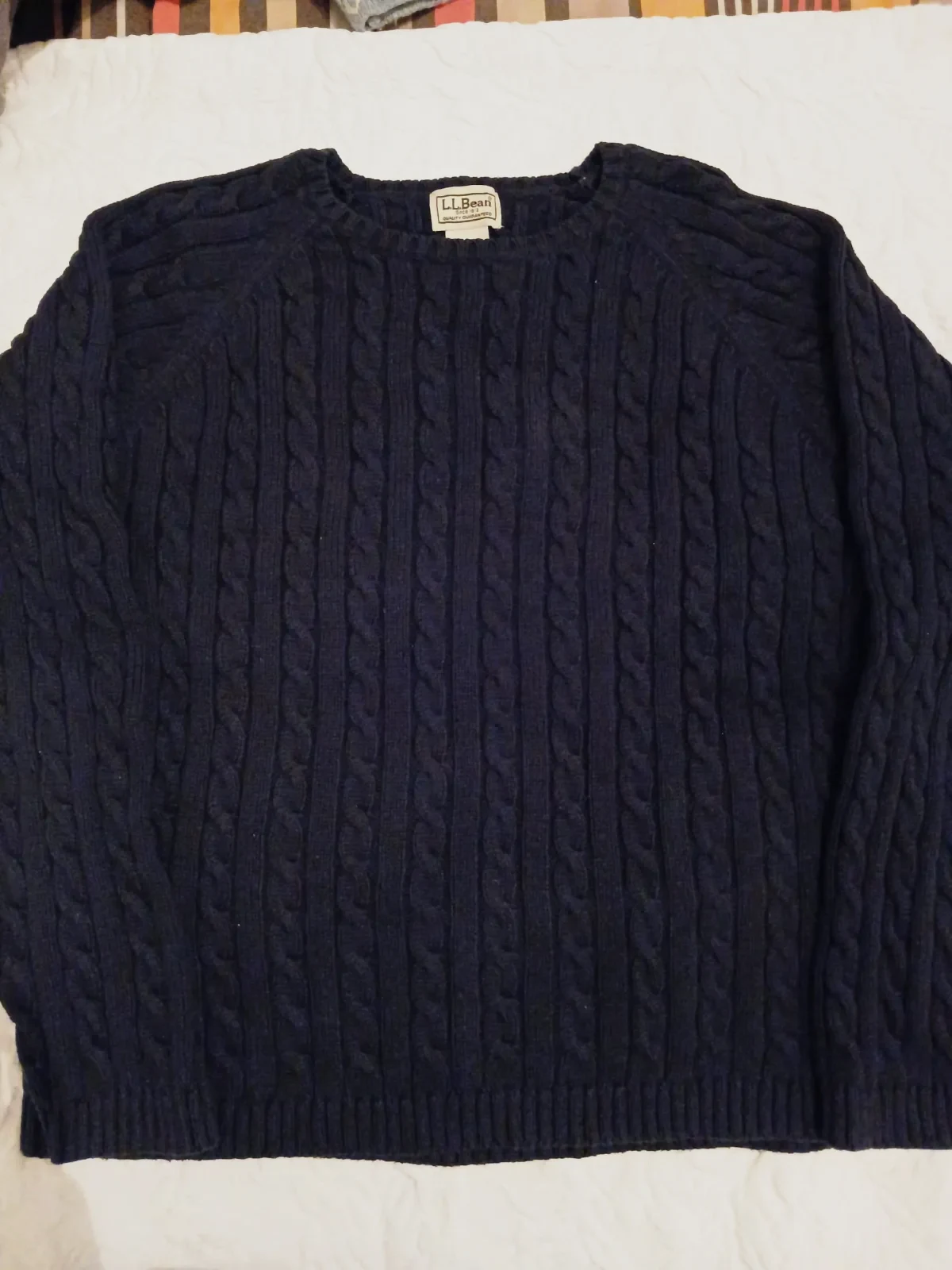 Pull à torsades bleu marine L.L.Bean