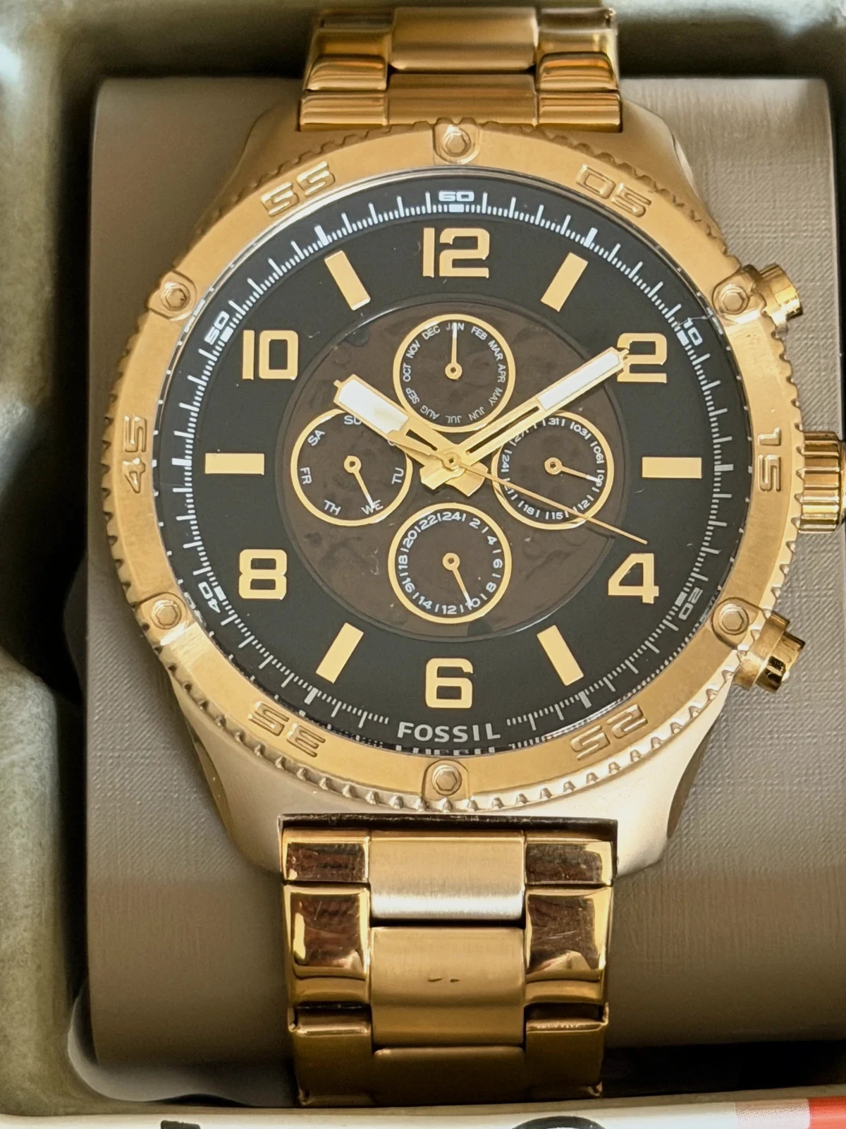 💎 Montre Automatique Fossil BQ2667 – Couleur Or & Noir – Excellent état