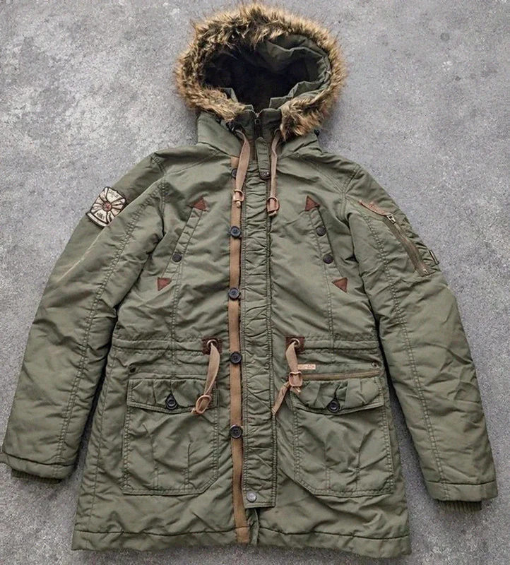 Khujo Patrick II parka vintage kaki militaire utility workwear taille M