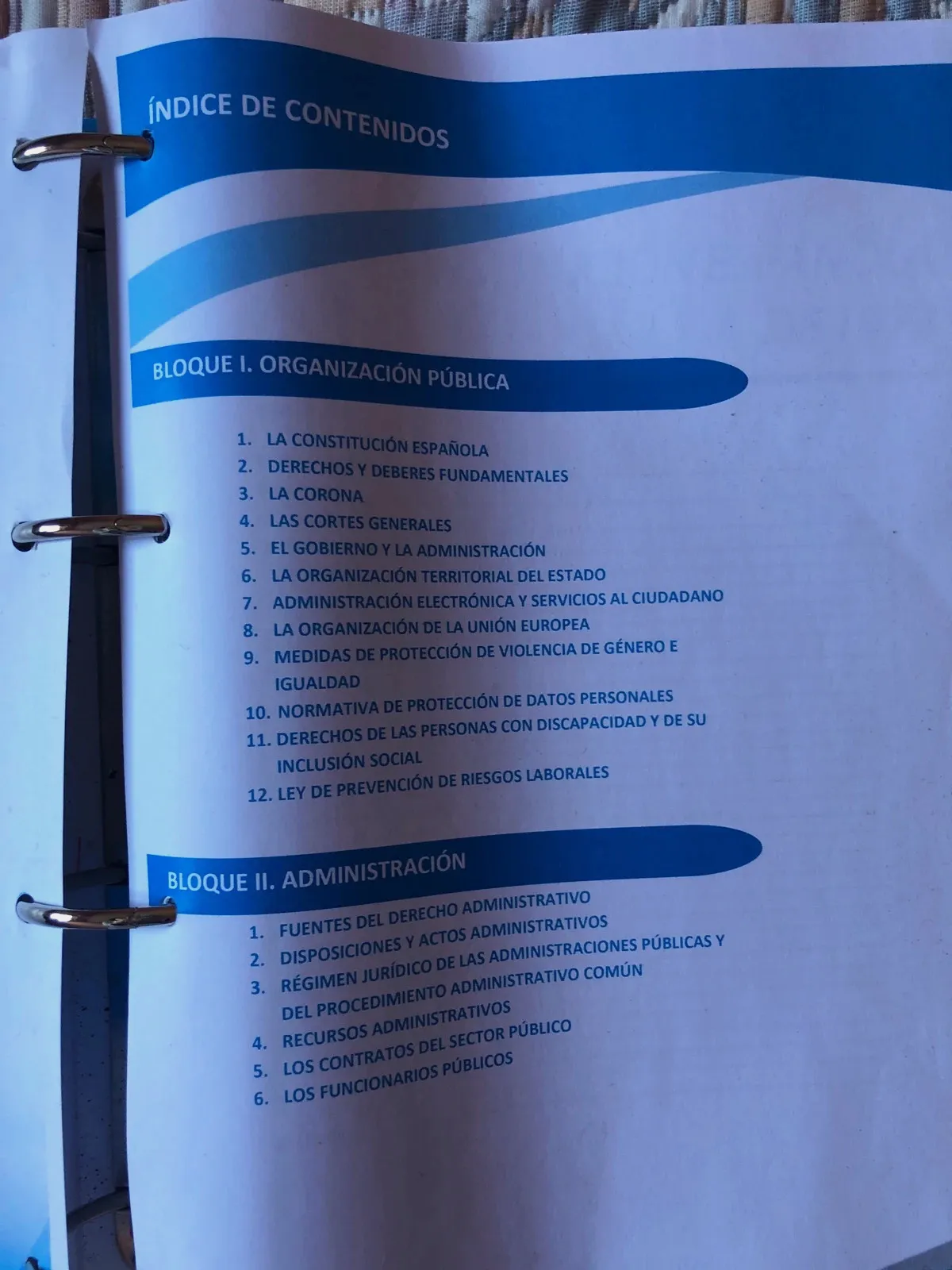Parte del temario auxiliar de biblioteca – Para 2