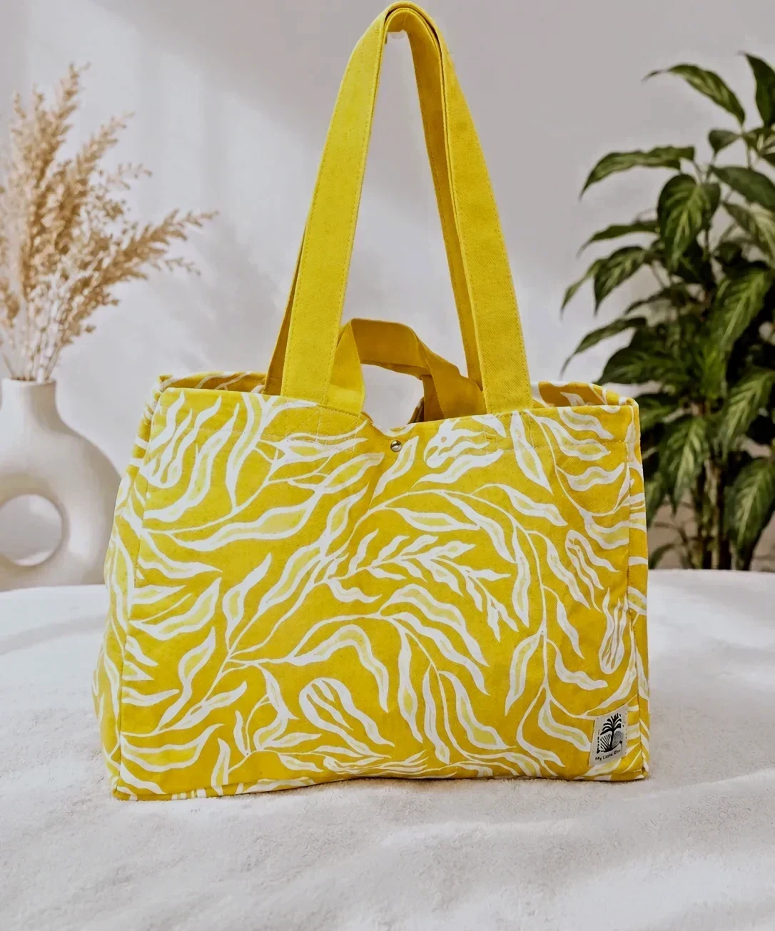 Grand sac de plage My Little Box jaune – Cabas été 45 cm – Neuf