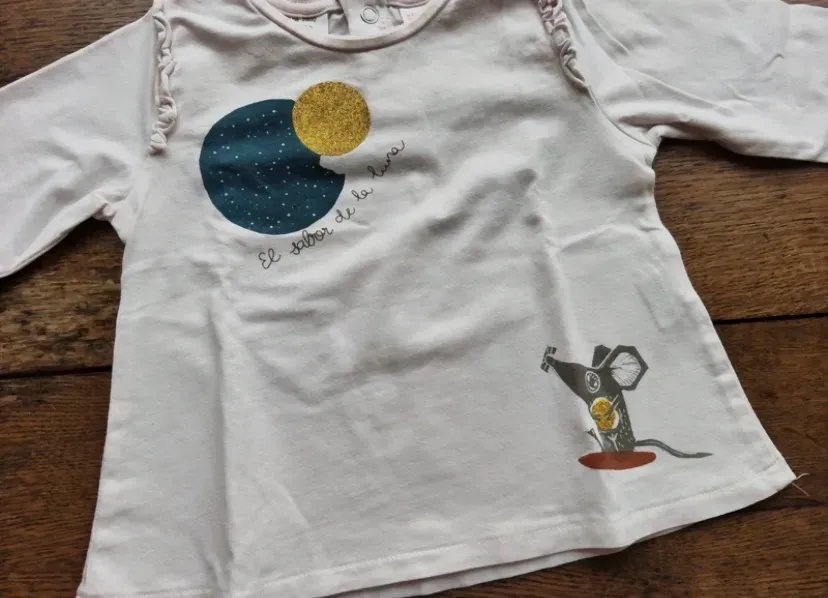 T-shirt enfant blanc à paillettes dorées – zara baby – blanc – taille 9/12 mois 2