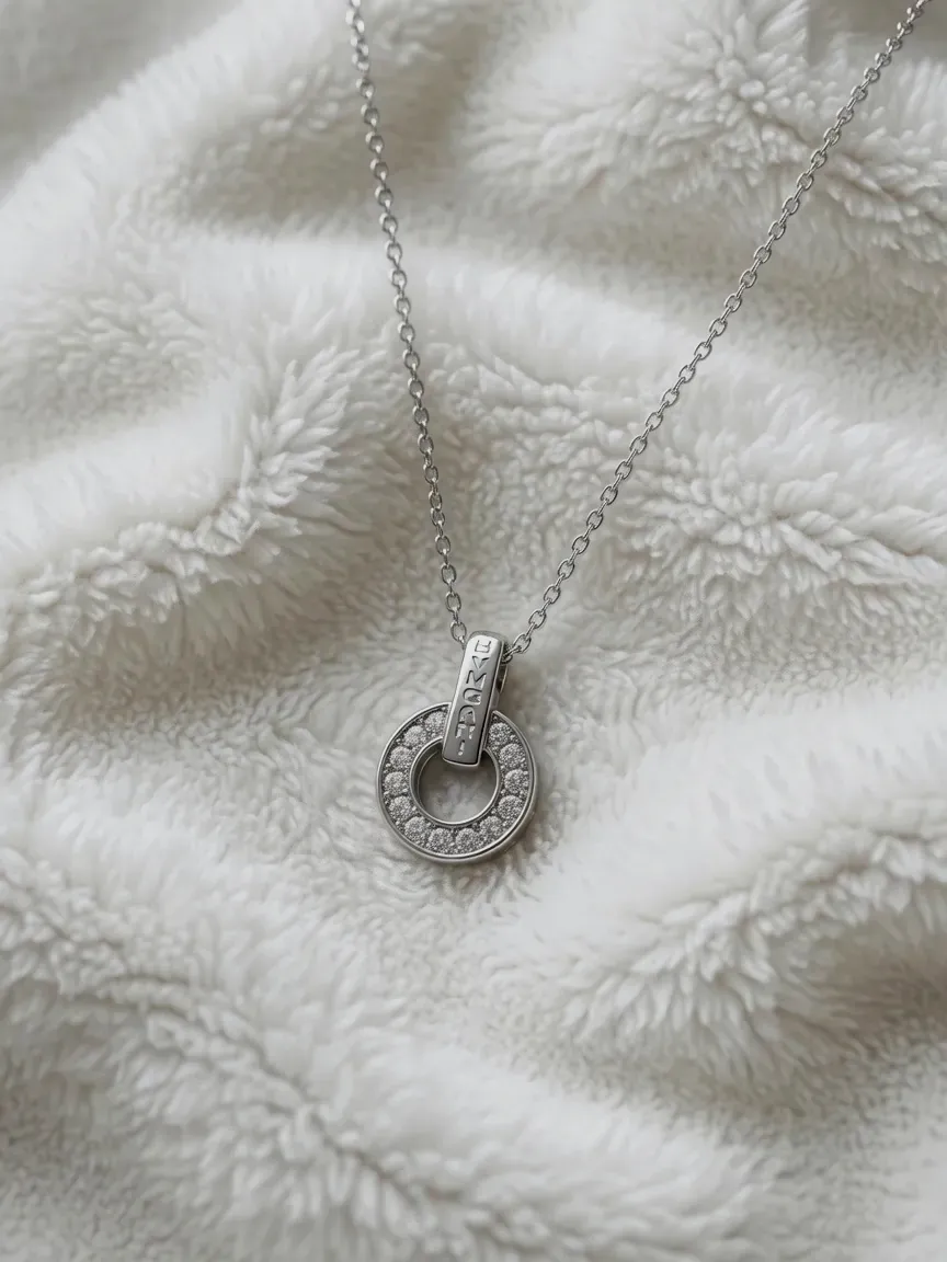 Collier pendentif rond strass argenté – bvlgard – argenté – taille Taille unique 4