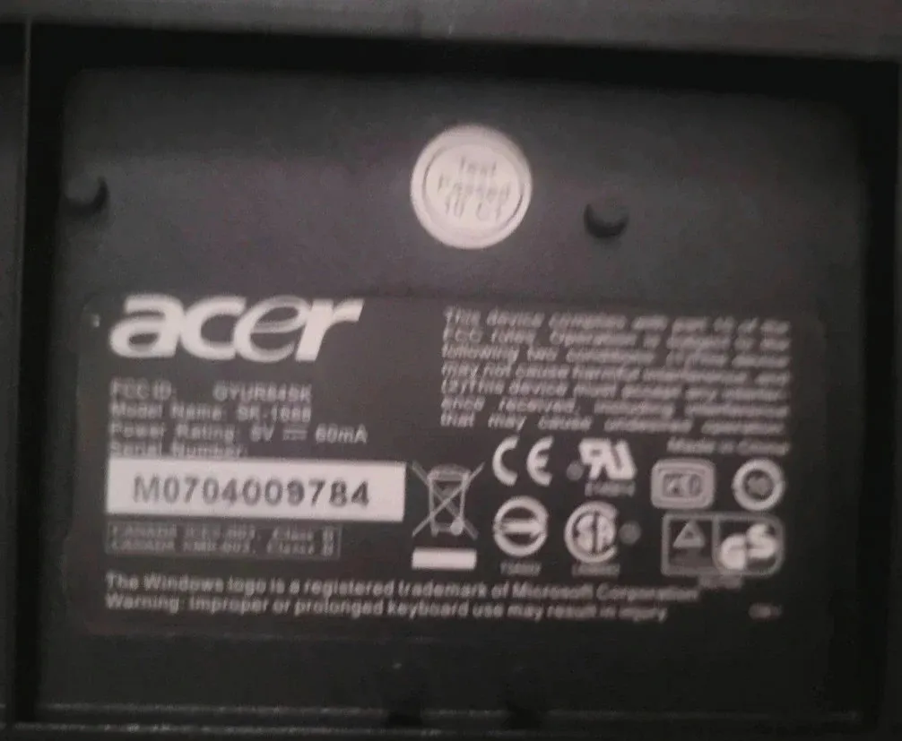 Teclado Acer original modelo SR-1688 (Conector PS/2) – Acer 3