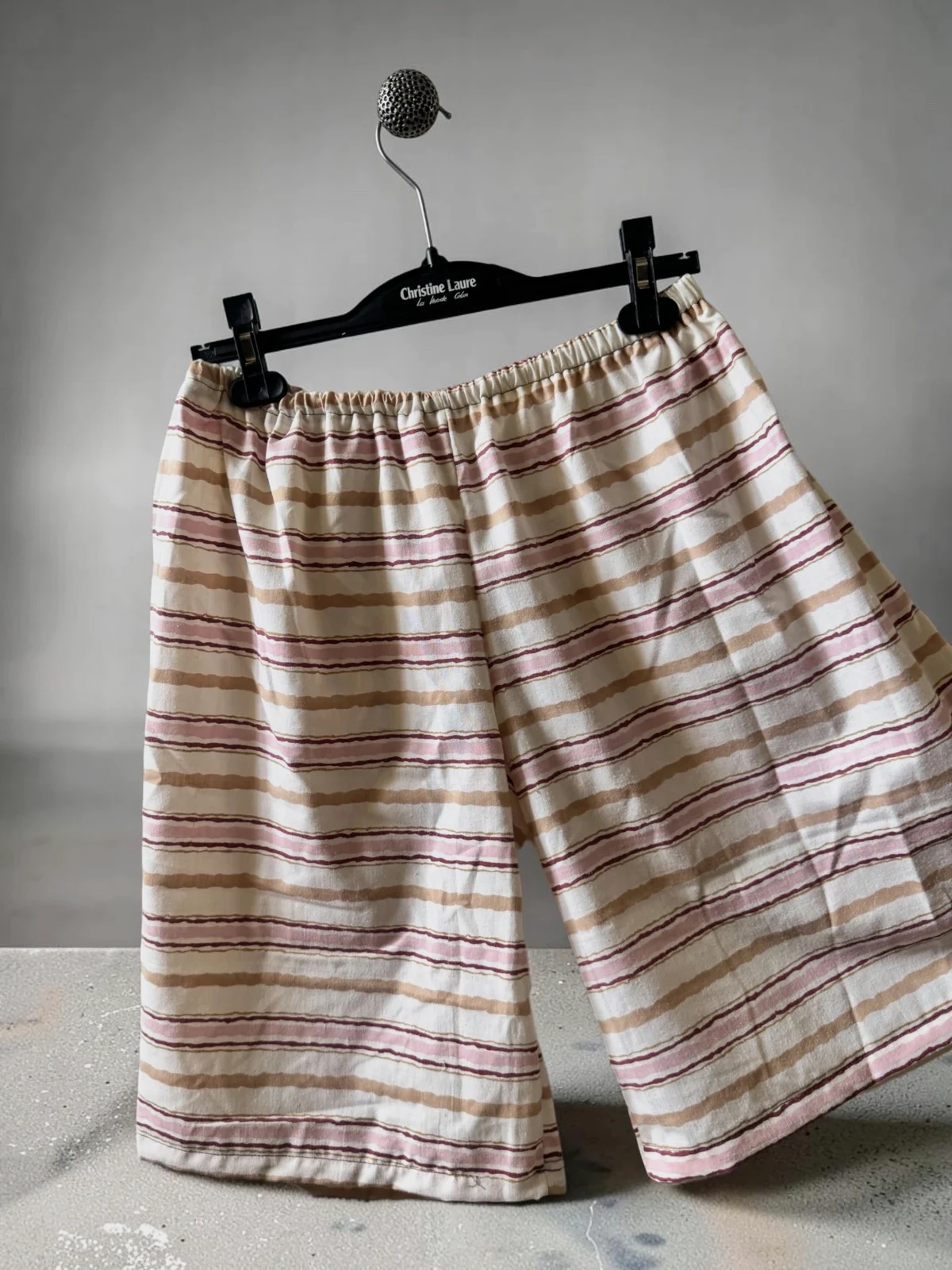 Short/Bermuda baggy rayé fait main en coton
