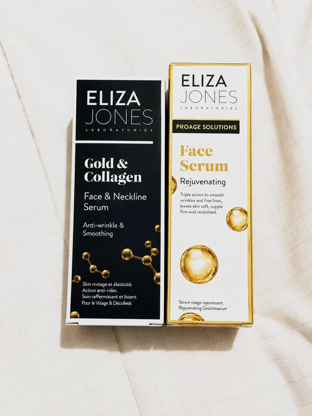 Lot 2 sérums Eliza Jones – Gold & Collagen + ProAge anti-âge