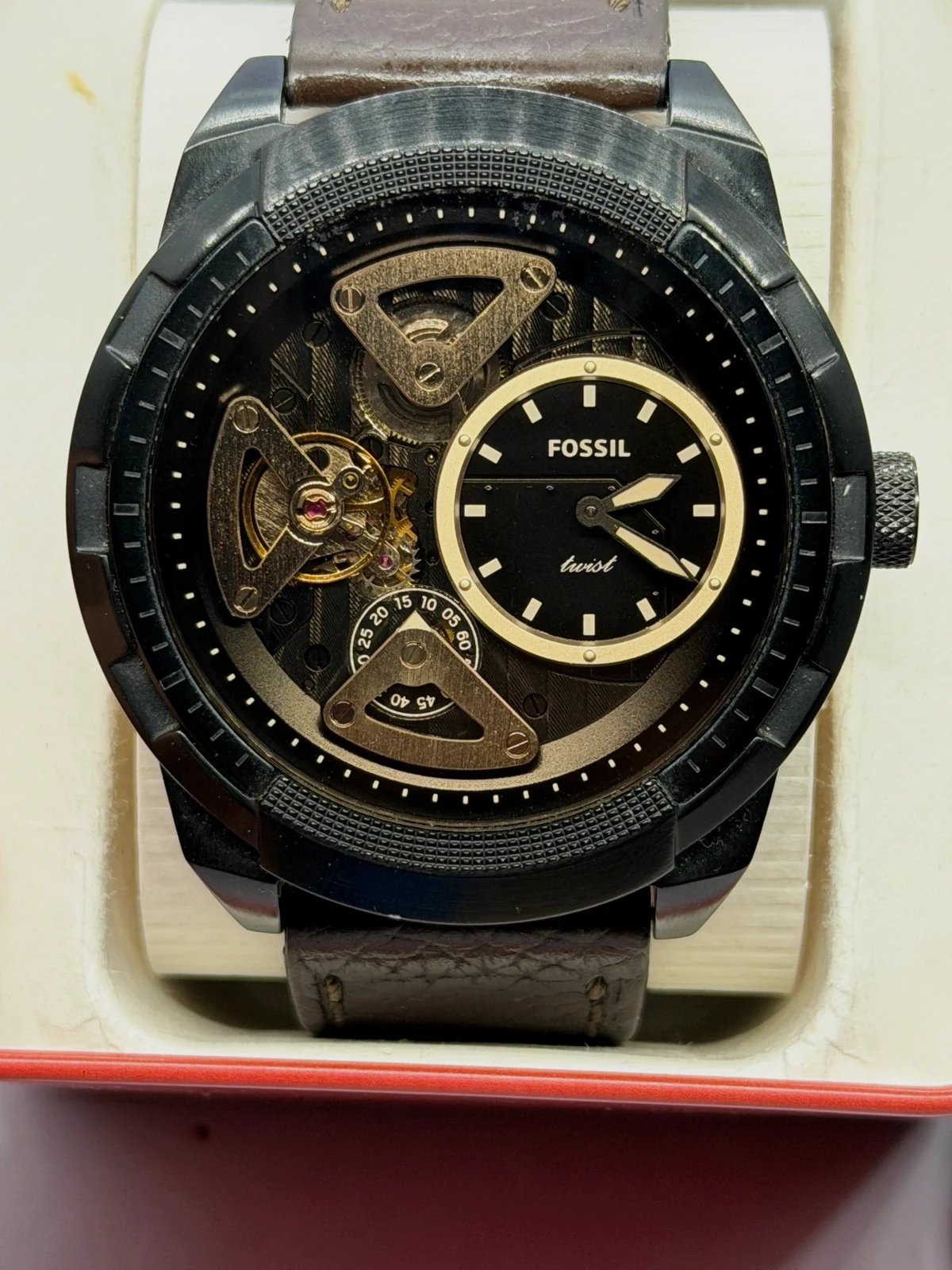 Montre Fossil Twist ME1172 squelette automatique , Très bon état avec boîte