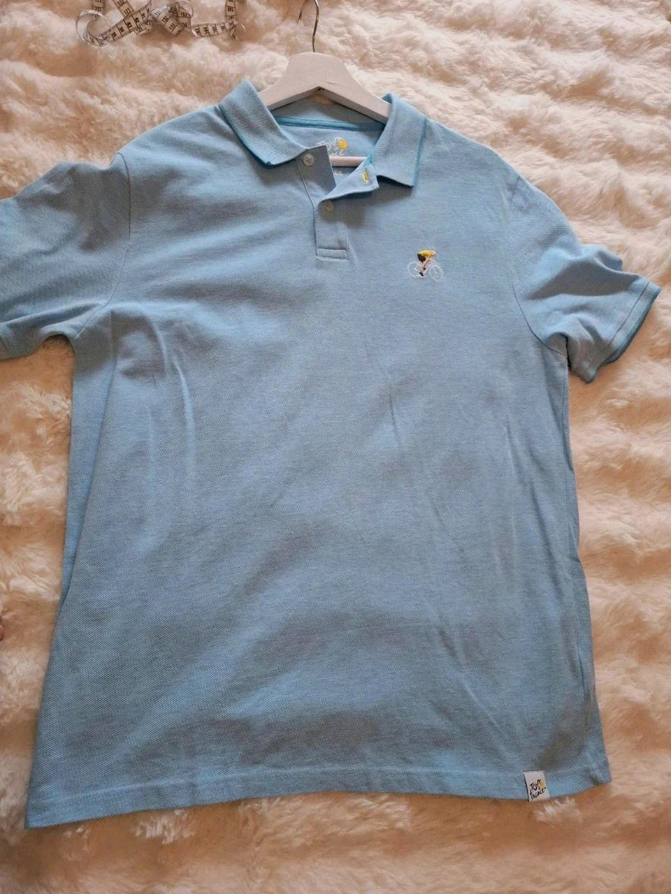 Polo Bleu Clair x Jules - Tour de France - Broderie Cycliste - Taille L