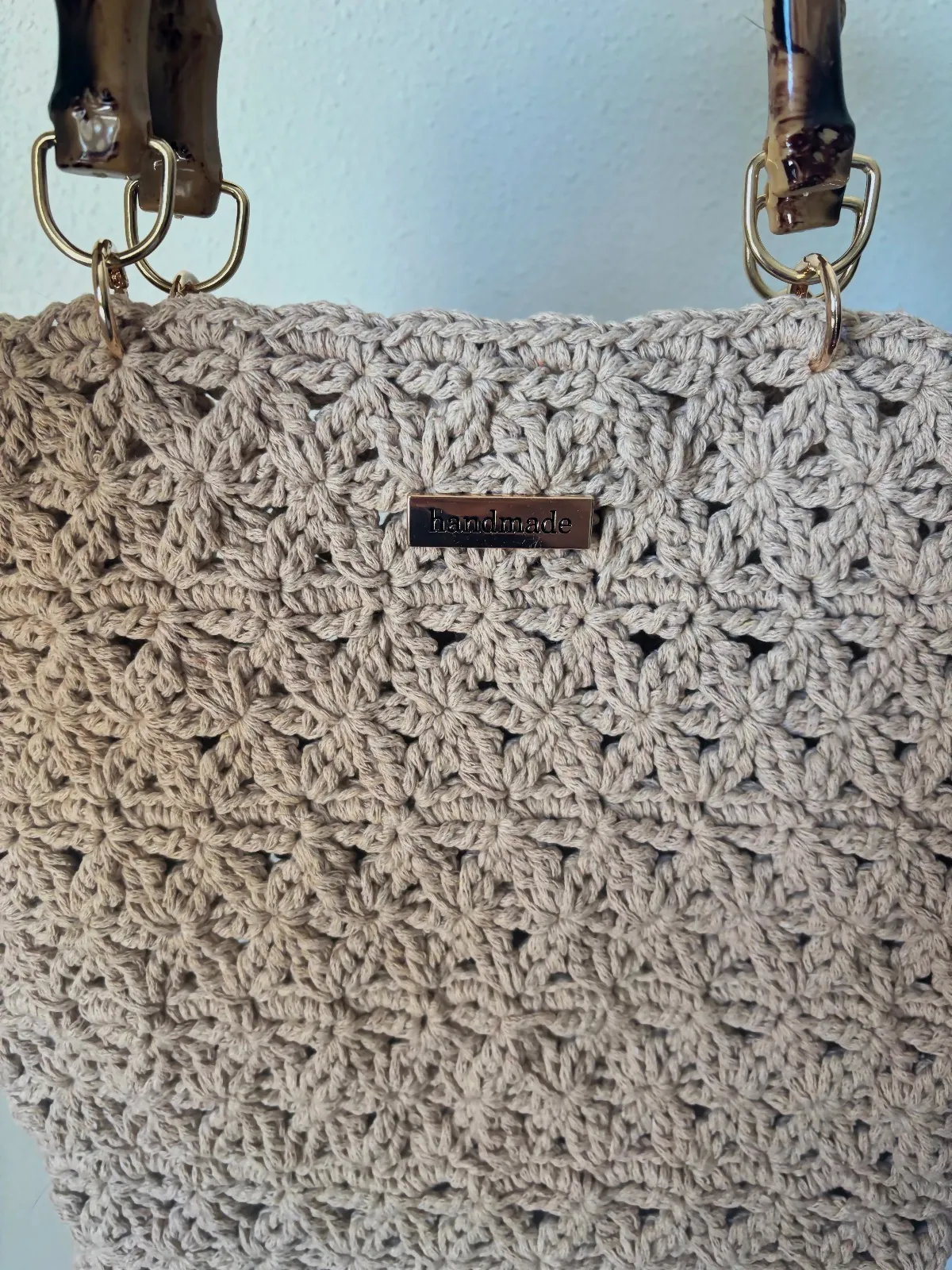Bolso de mano artesanal de crochet – Mano – beige 8