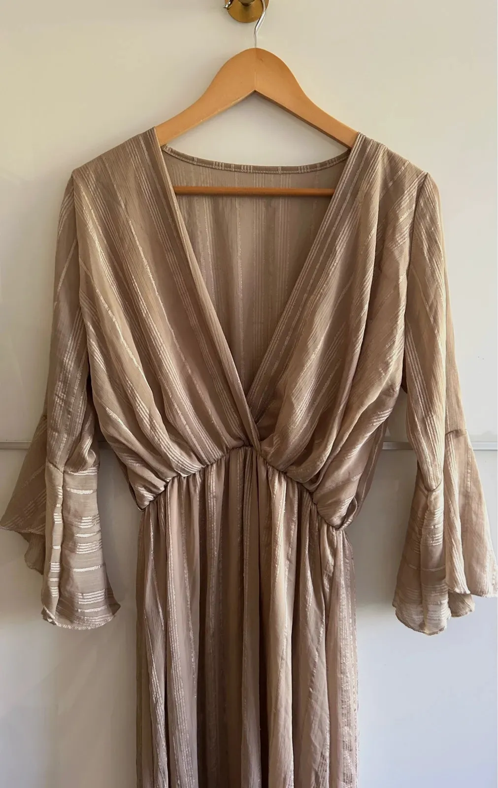 Robe longue satinée beige champagne 38/40 - fluide chic - Made in France – boutique indépendante – taille M / 38 / 10 4