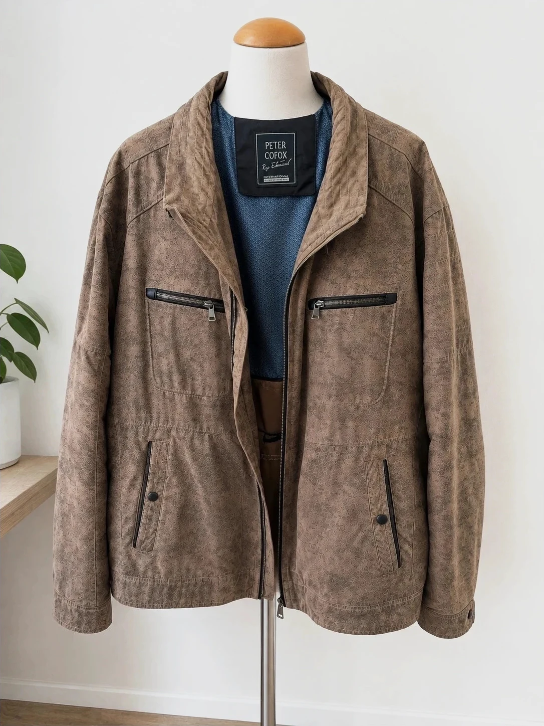 Style suédine Veste Peter Cofox marron/taupe – Taille 62 – homme