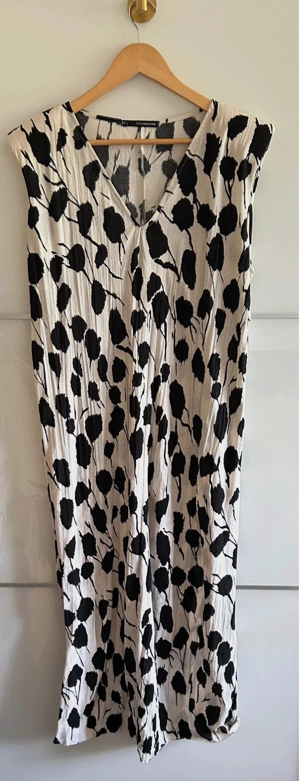 robe longue Sfera taille L noire et écrue fluide chic
