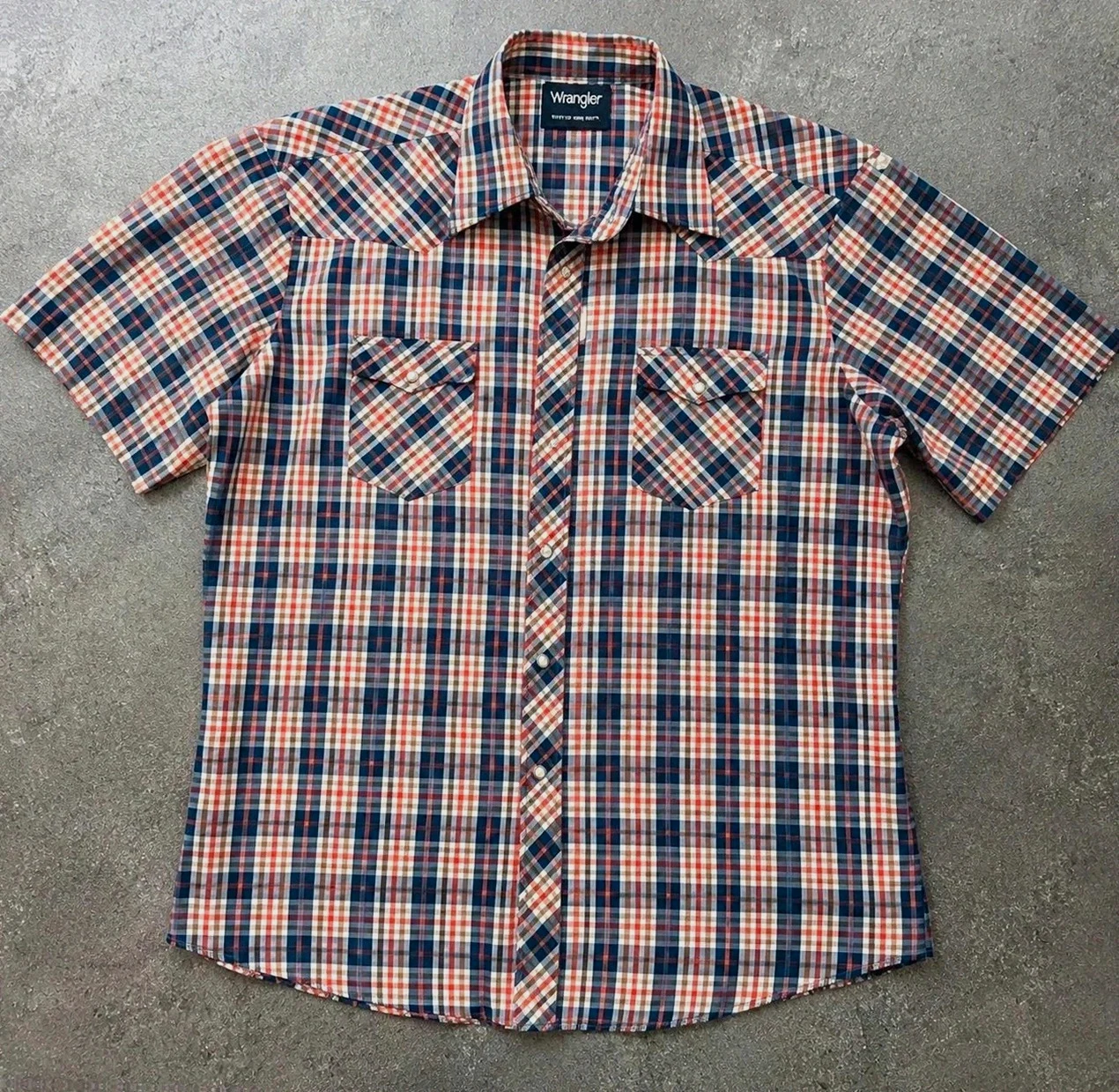 Chemise western vintage carreaux cowboy Wrangler Western Shirts taille env. L