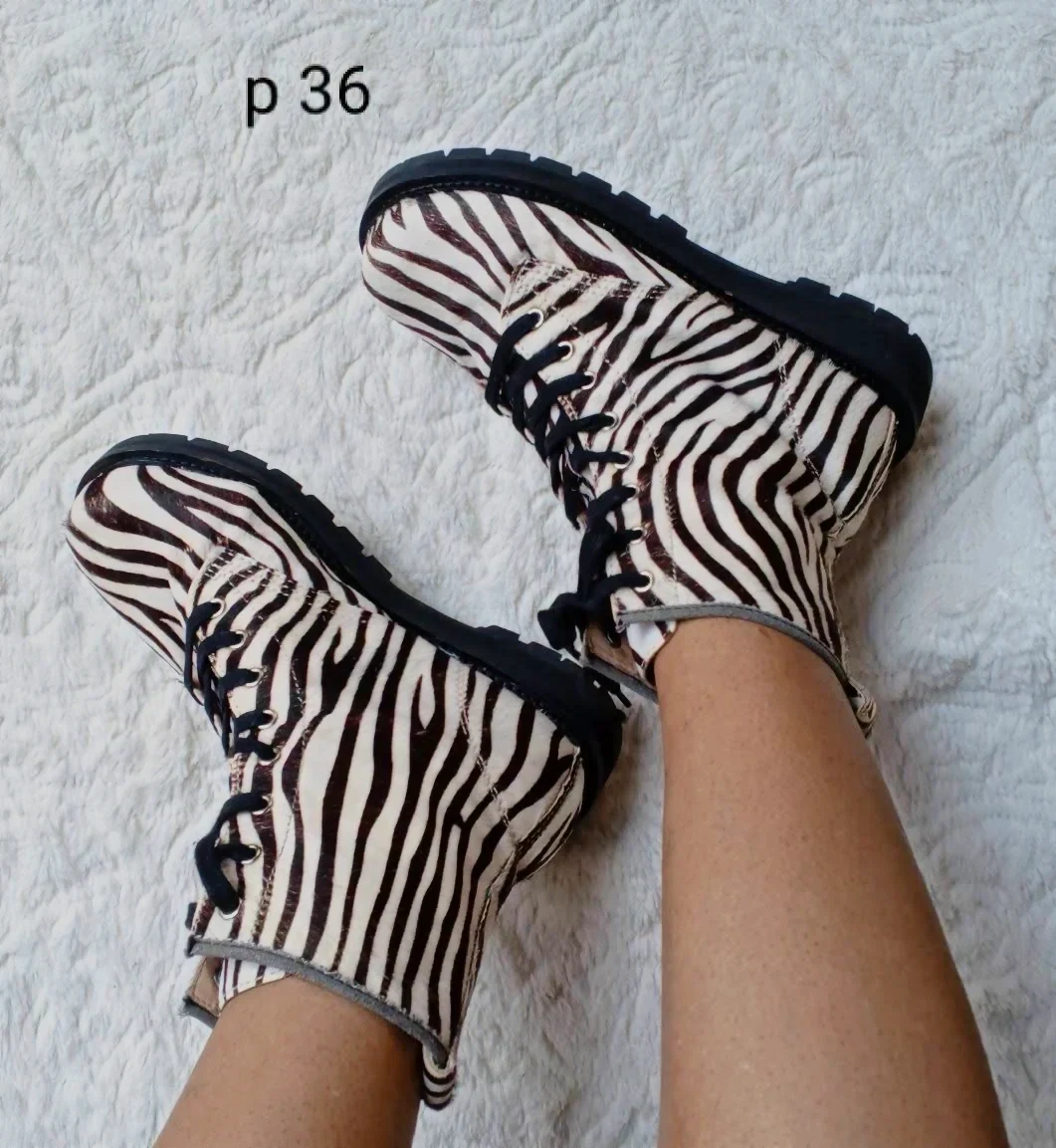 Bottines zèbre noir blanc p36