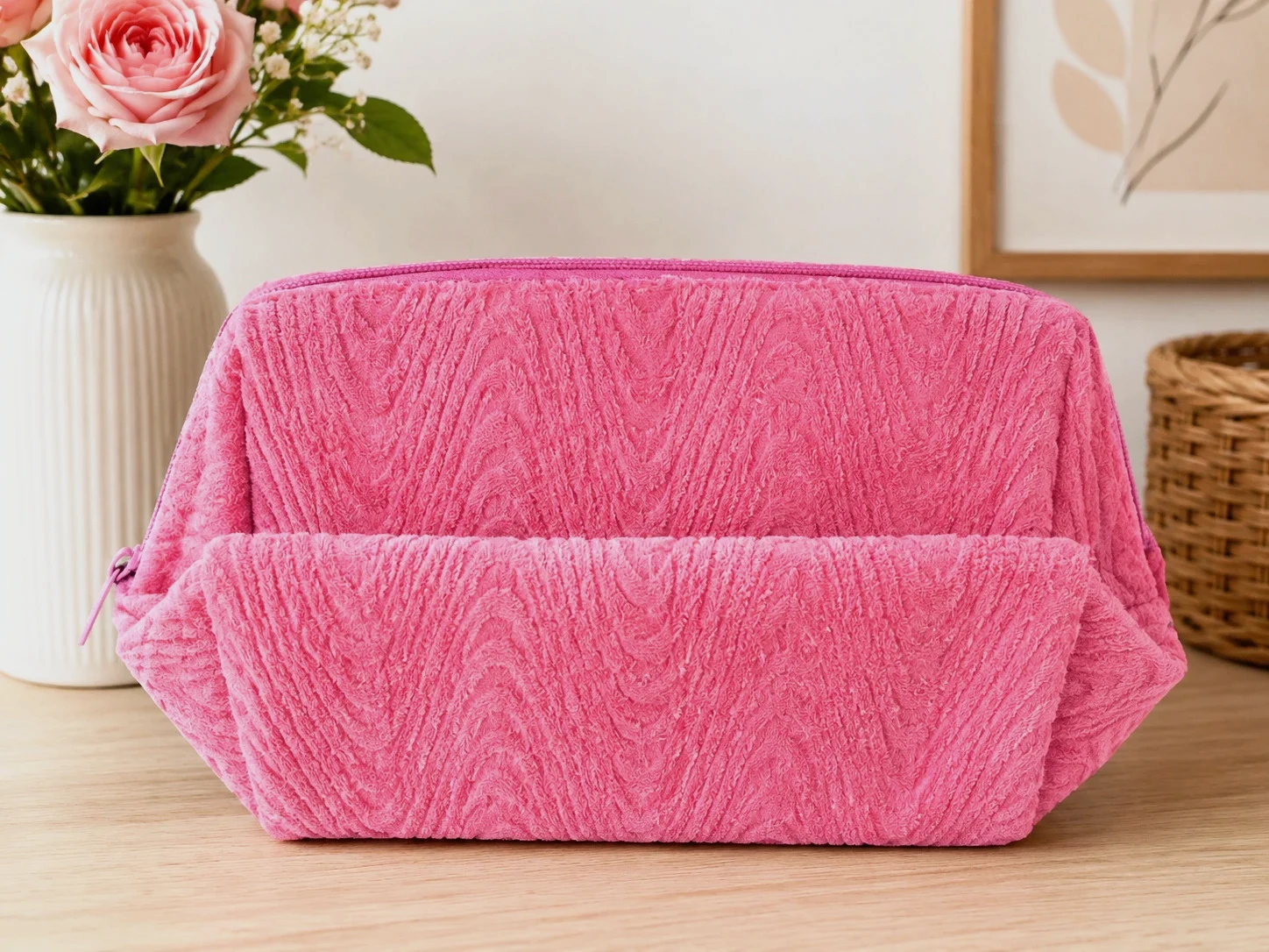 💗 Trousse de toilette rose – Grande capacité – Neuve