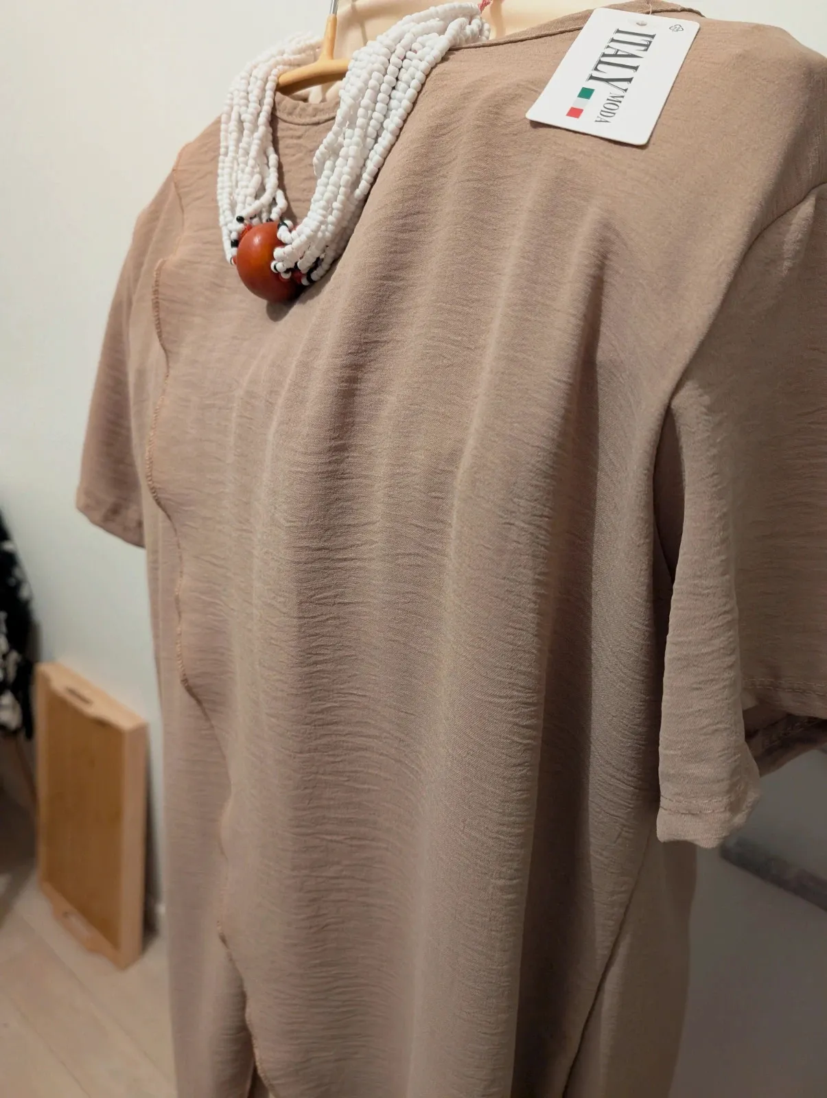 Ensemble pantalon et haut long / camel neuf – M-Made in Italy – taille Taille unique 5