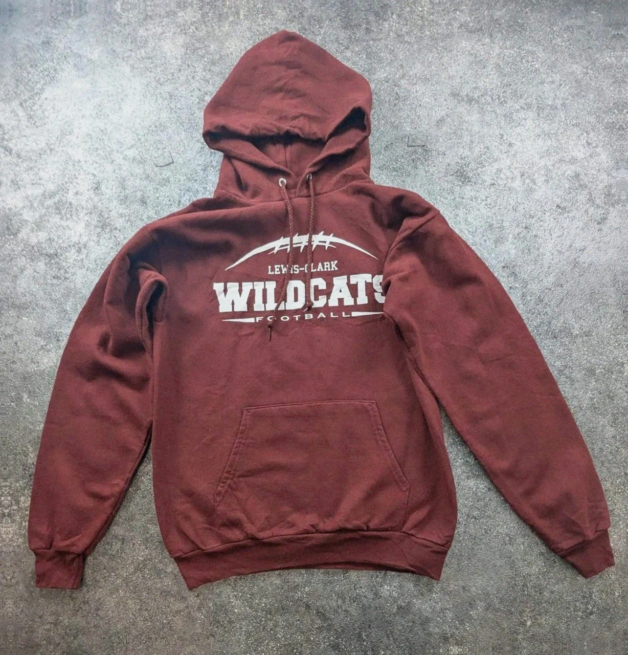 Sweat hoodie Wildcats Lewis Clark football bordeaux S college Us vintage Port & Company