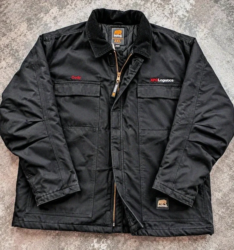 Berne Workwear veste Chore Coat matelassée noire 2XL col velours Xpo Logistics