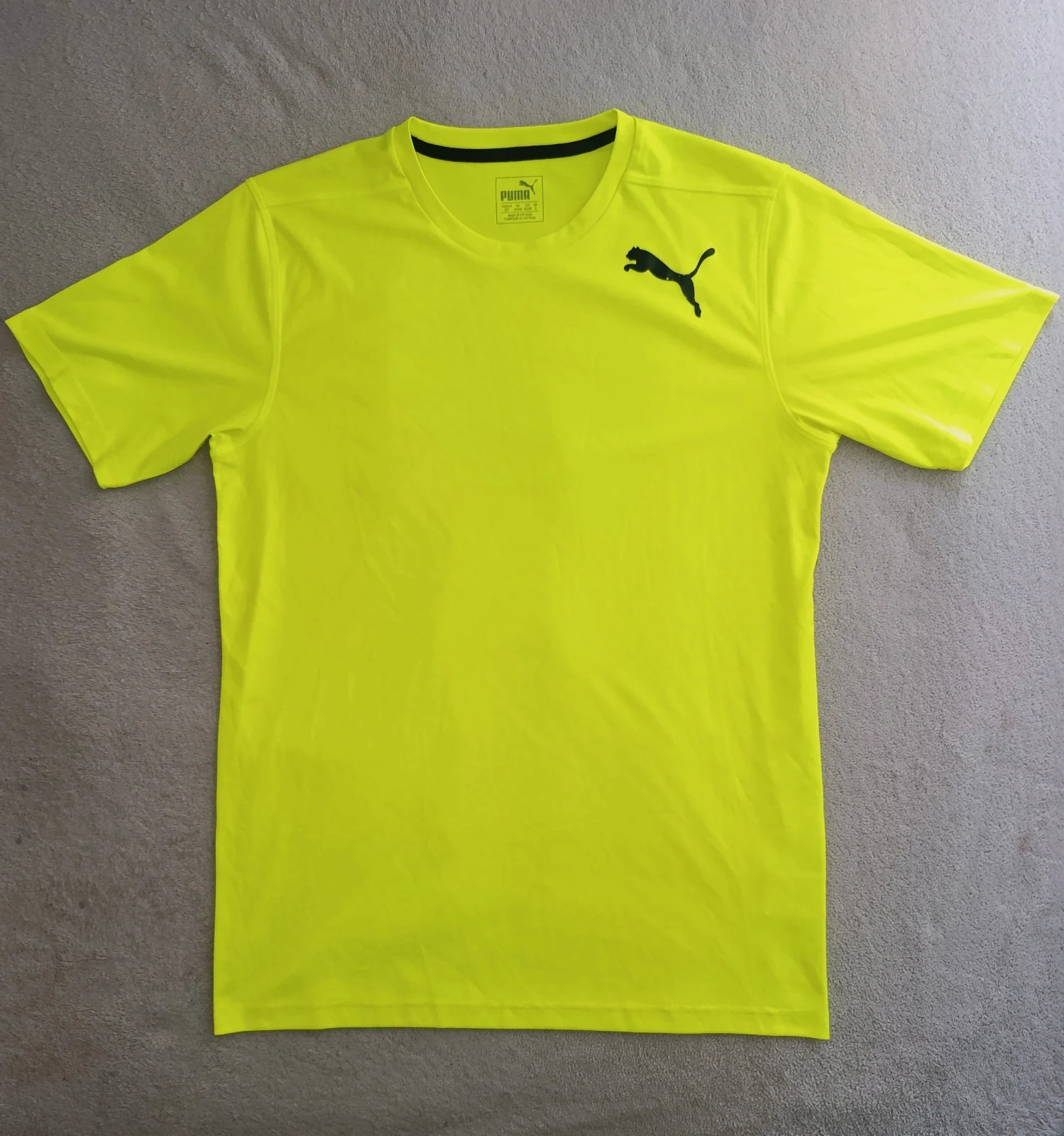 Camiseta Deportiva Puma Amarillo Neón Hombre | Manga Corta Running Gym