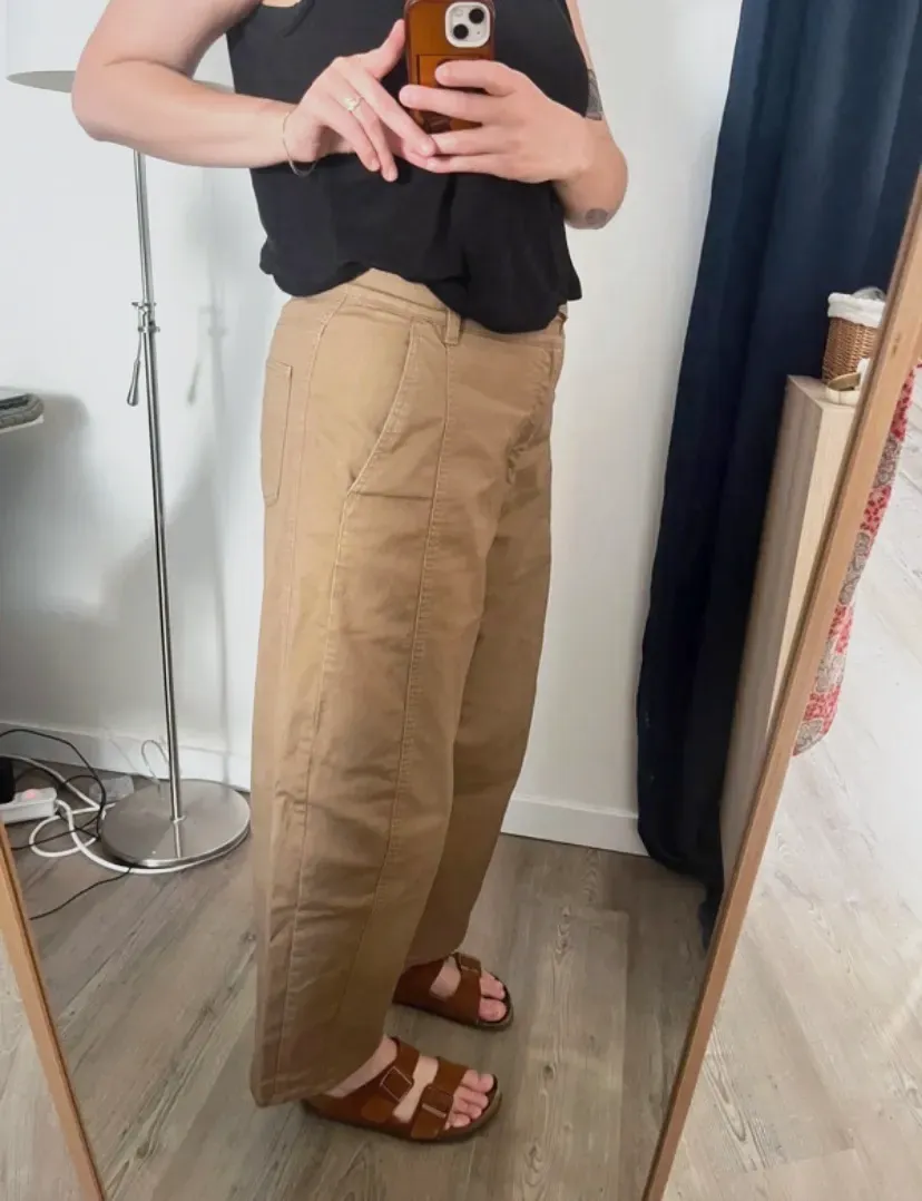 Pantalon large camel boutonné – jolie – camel – taille L 2