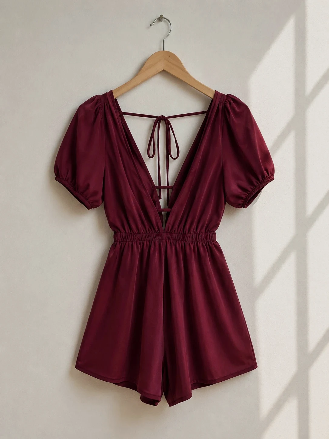 Combishort bordeaux dos nu à nouer – Taille S