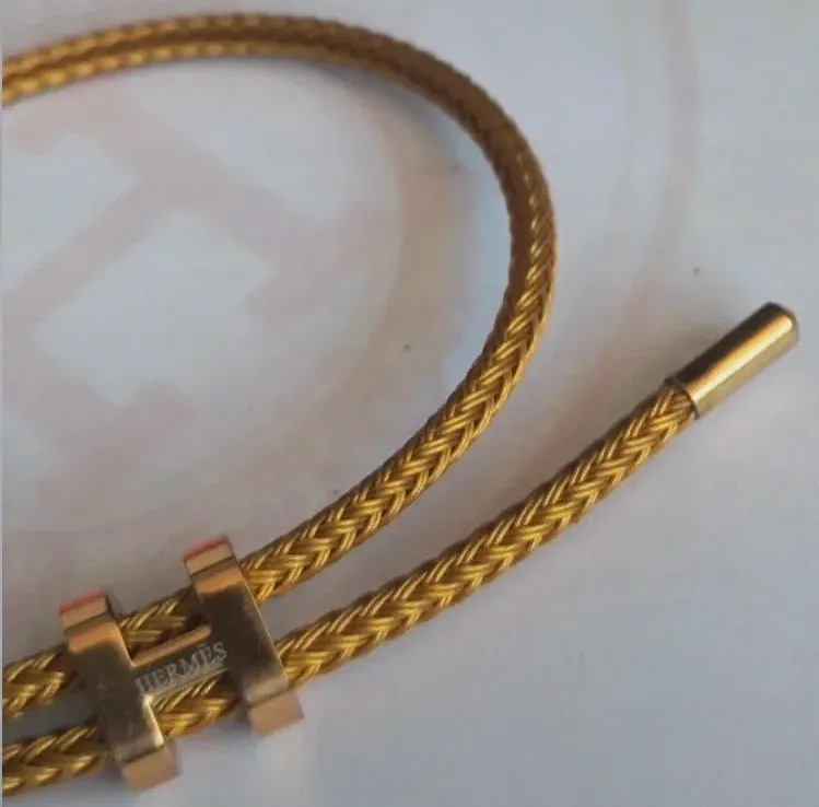 Bracelet jonc tressé doré fermoir H – Hermès – doré – taille S 3