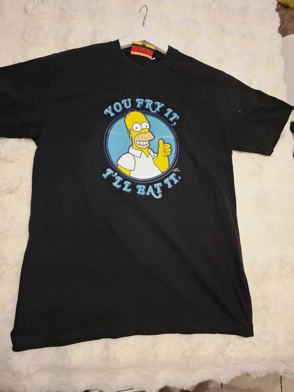 T-shirt Noir Vintage The Simpsons "You Fry It, I'll Eat It" - Collection 2007 - Taille L