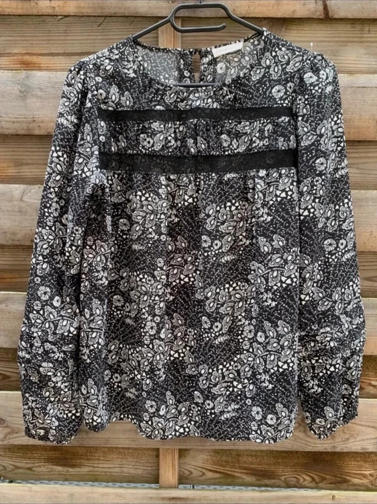 Blouse Cache Cache noire & blanche imprimée – Taille 34 - neuve sans étiquette – Cache Cache – taille XS / 34 / 6
