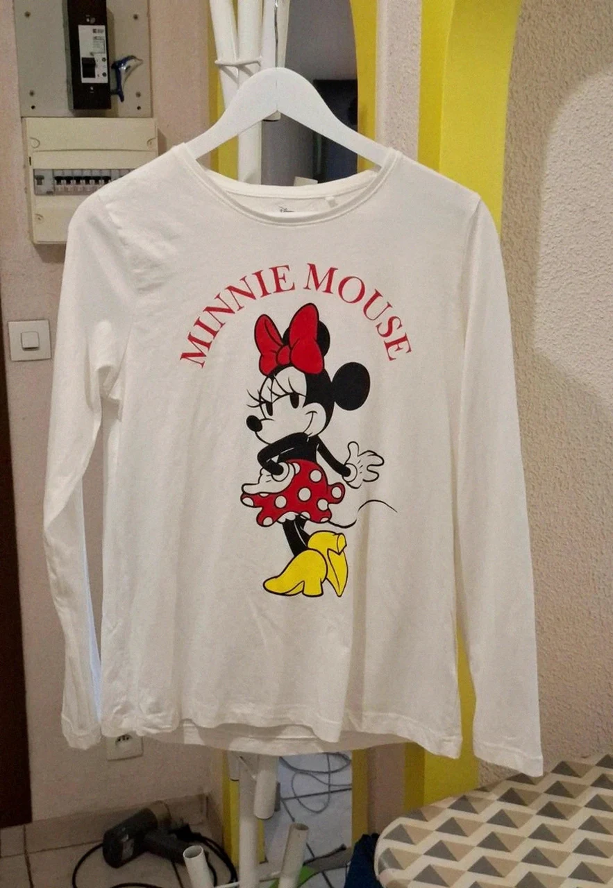 Minnie Mouse T-shirt Disney blanc manches longues - Taille L (42/44) (Très bon état)