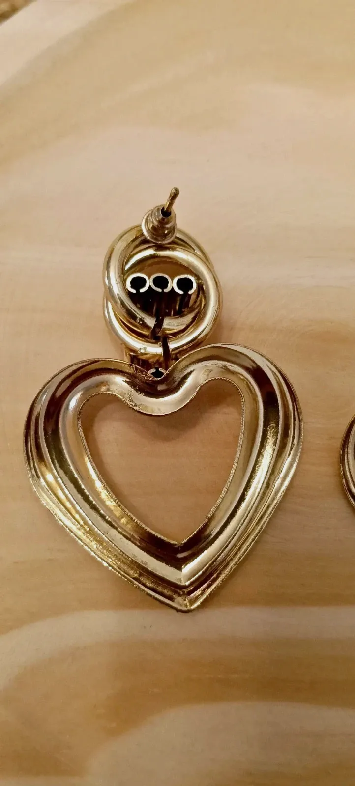 Pendientes dorados corazón 5 cm - Boucles cœur 5 cm - Orecchini cuore 5 cm 3