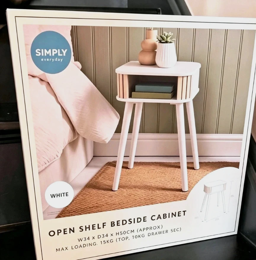 New White Bedside Table