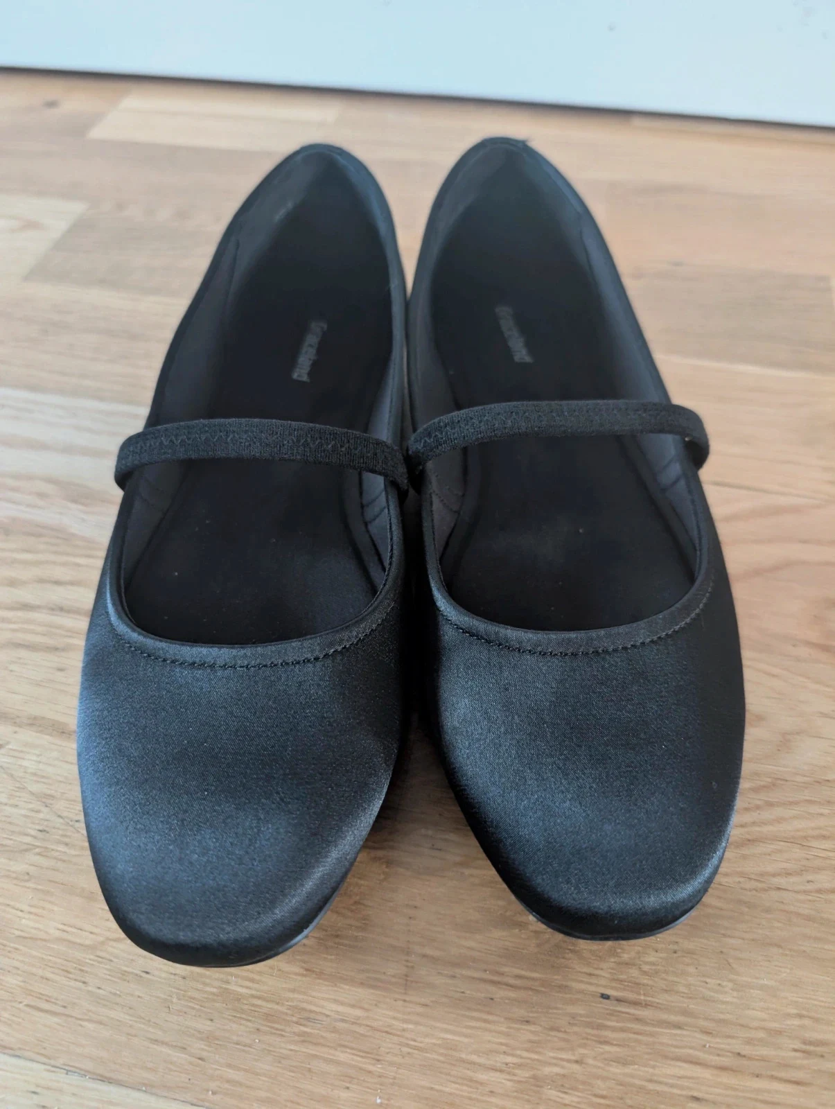 Black Satin Mary Jane Ballet Flats UK 5