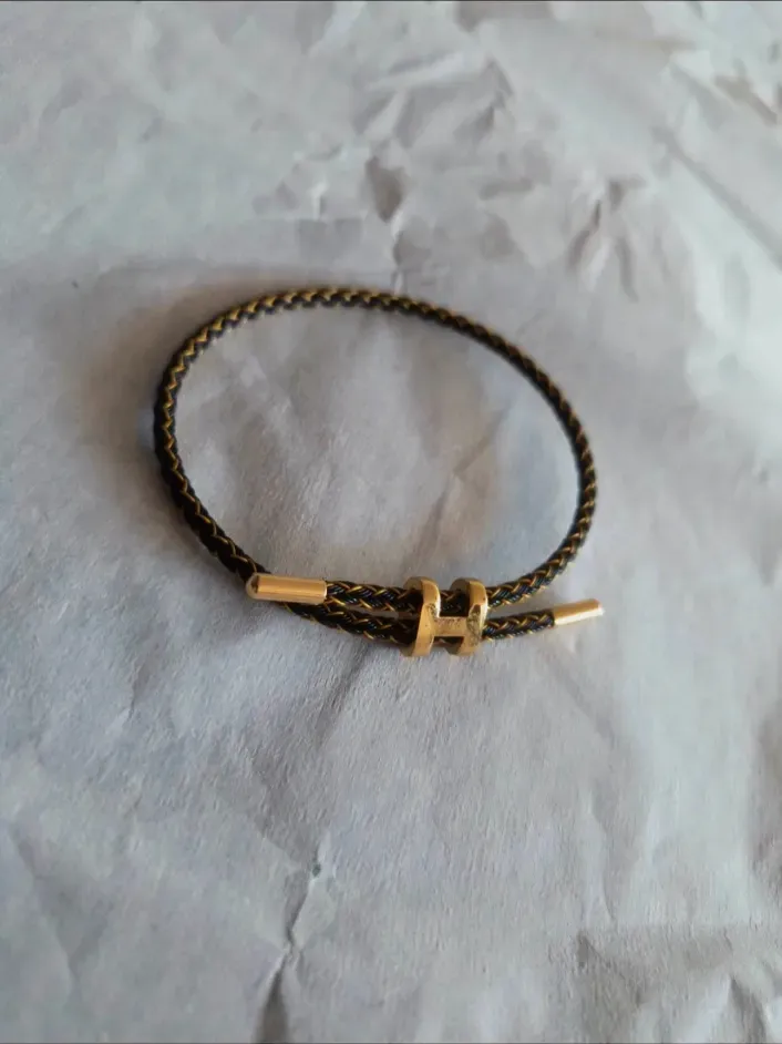 Bracelet tressé cuir doré – Hermès – marron – taille S 2