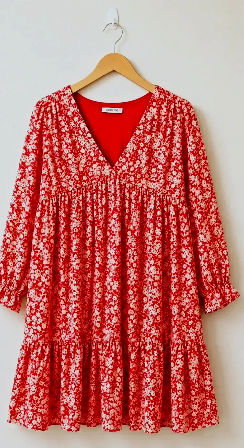 Robe Vintage Love rouge fleurie – Vintage Love – rouge – taille S 2