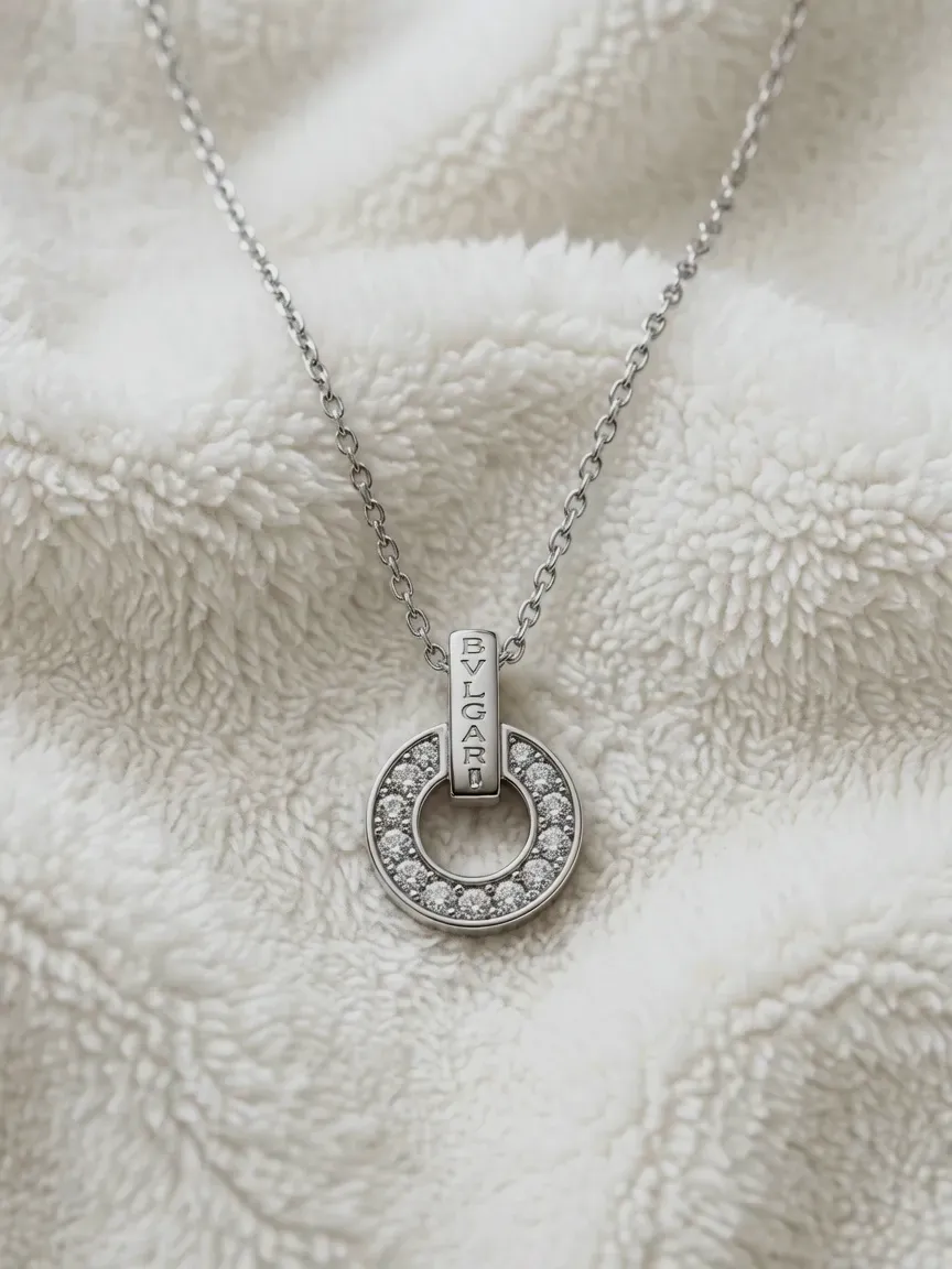 Collier pendentif rond strass argenté – bvlgard – argenté – taille Taille unique 5