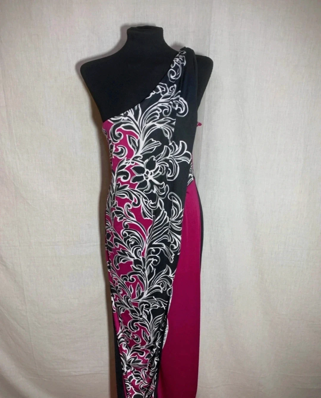 Mono largo asimétrico ceremonia Negro y morado Almatrichi | Black purple Asymmetrical Long Jumpsuit