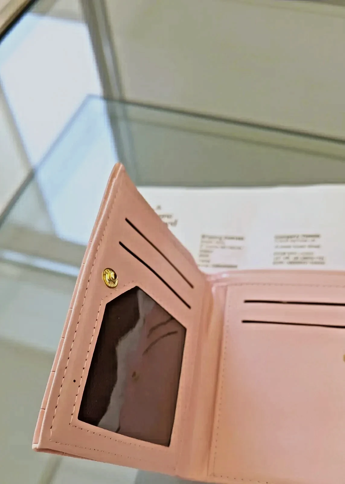 Portefeuille rose poudré compartiments